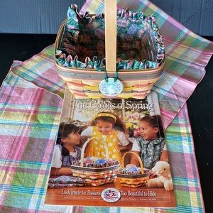Longaberger 1998 natural Easter basket large, liner, protector and tie on